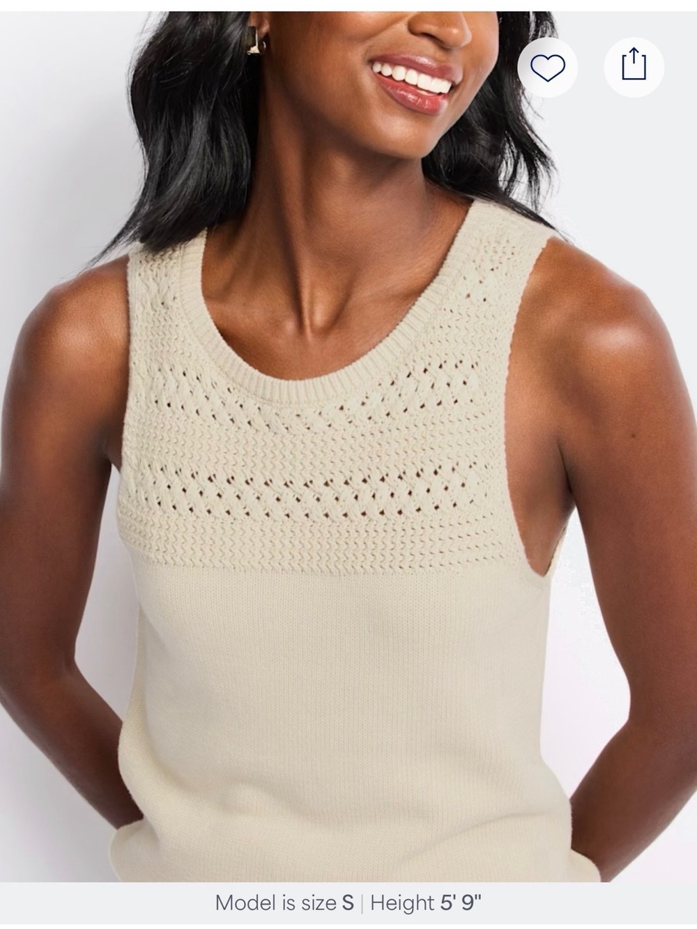 Market & Spruce Cream Openwork Knit Tank